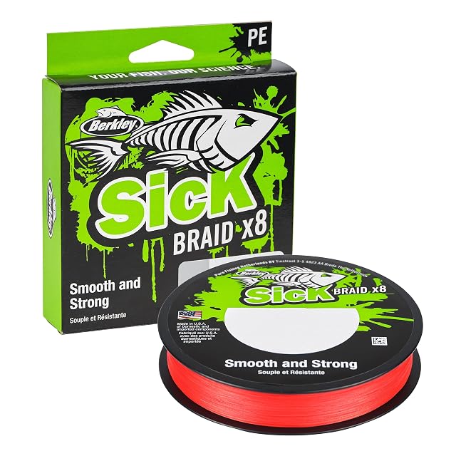 Berkley Sick Braid rote achtfach geflochtene PE-Angelschnur