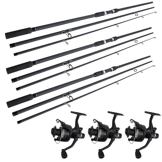 Angel Domäne Karpfen-Startset mit drei Black Phantom II Ruten und Helius Runner III Rollen