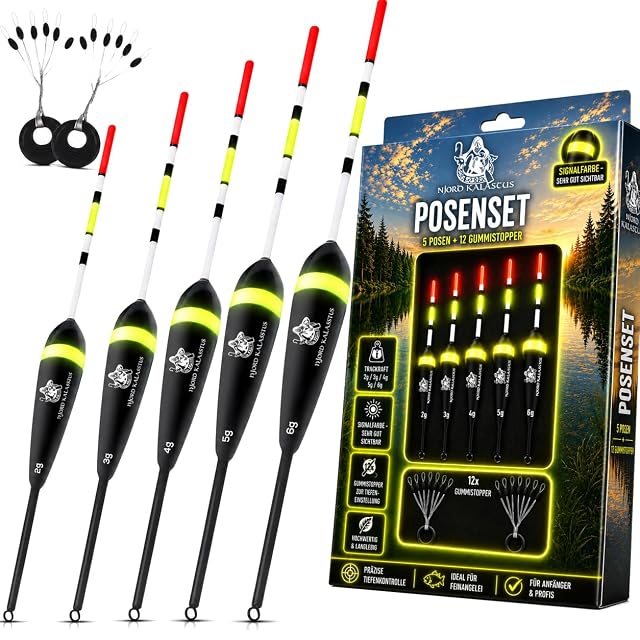 Njord Kalastus fünfteiliges Posenset mit Gummistoppern