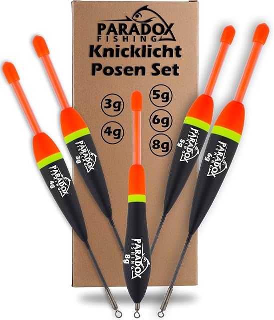 Paradox Fishing fünfteiliges Knicklicht-Posenset, 3 bis 8 g