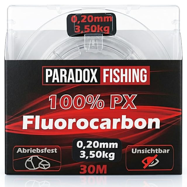 Paradox Fishing 100 % PX Fluorocarbon-Vorfachschnur, 30 m, 0,20 mm