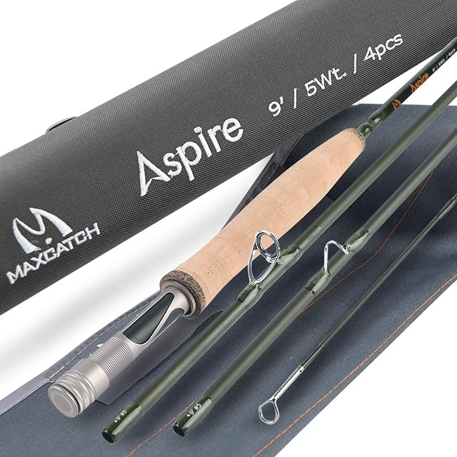 MAXIMUMCATCH Aspire vierteilige Fliegenrute mit Korkgriff und eloxiertem Rollenhalter