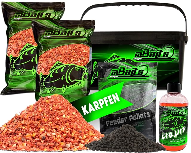 Angel-Berger Magic Baits Karpfen-Grundfutterset mit Eimer und Liquid