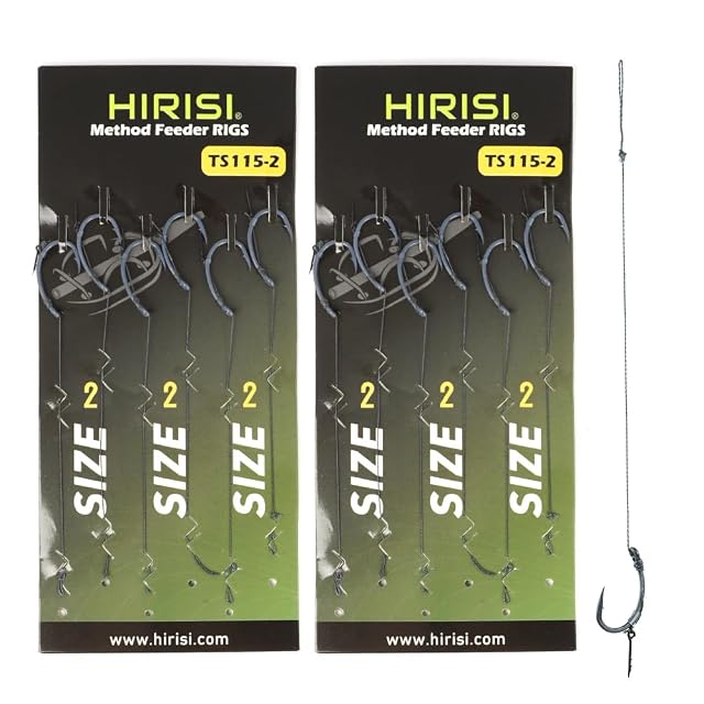 Hirisi Tackle zwölfteilige gebogene Karpfen-Hair-Rigs mit Anti-Tangle-Wirbeln