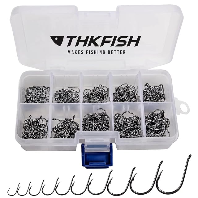 THKFISH 500-teiliges Hakenset in zehn Größen mit Fächerbox