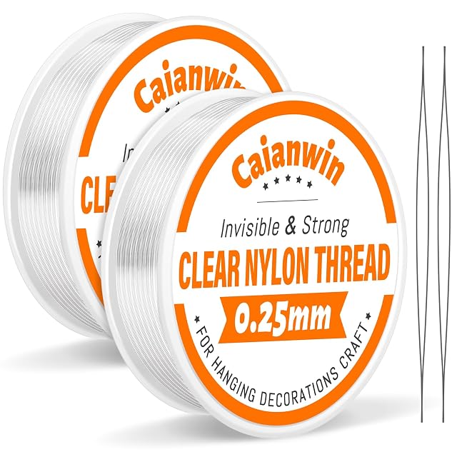 Caianwin zwei Rollen klaren 0,25-mm-Nylonfadens mit Perlennadeln