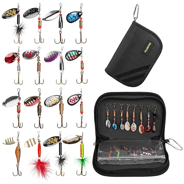 PLUSINNO 16-teiliges Spinnerköder-Set mit Tragetasche
