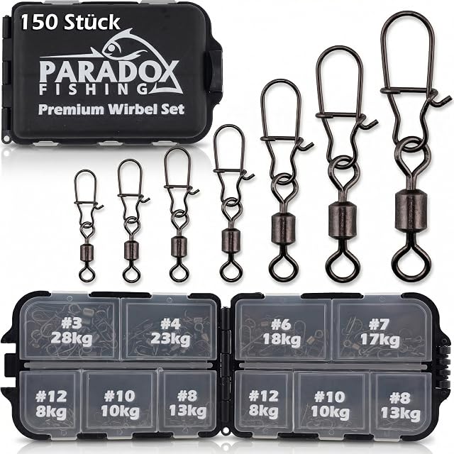 Paradox Fishing 150-teiliges Duo-Lock-Wirbel-Set mit Box