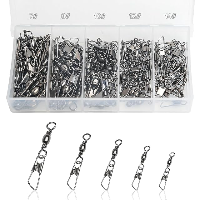 Realure 100-teiliges Rollenwirbel-Karabiner-Set in fünf Größen