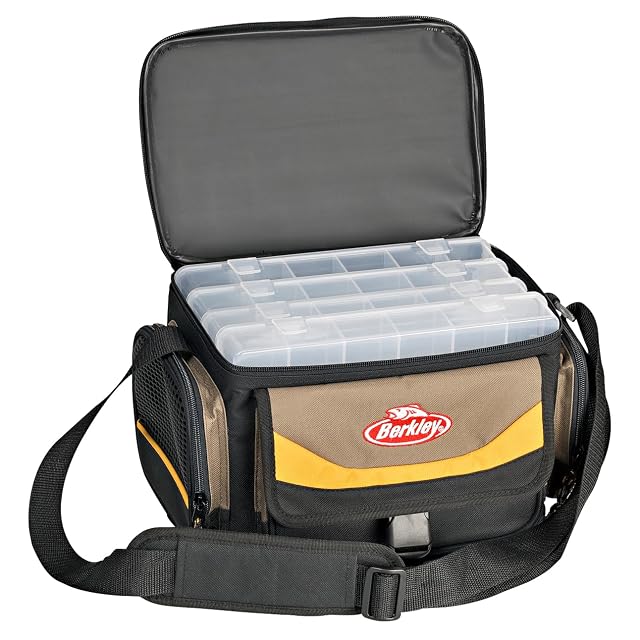 Berkley System Bag Gerätetasche in Rot, Grau und Schwarz mit vier Boxen