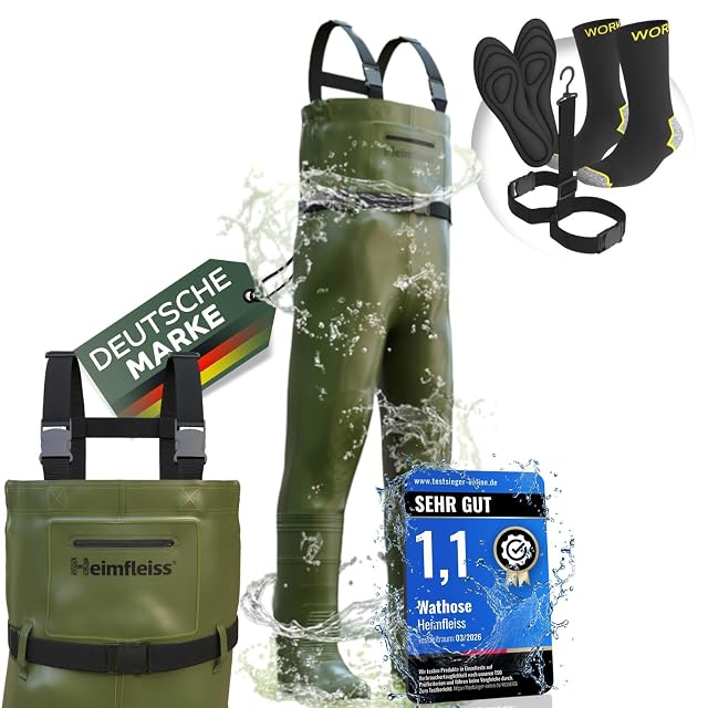 Heimfleiss wasserdichte Wathose mit Stiefeln, Größe 44